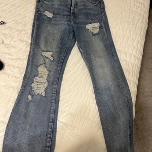 Express Blue Distressed Boyfriend Jeans